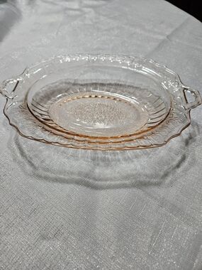 Anchor Hocking Pink Depression Glass Serving Tray with Handles